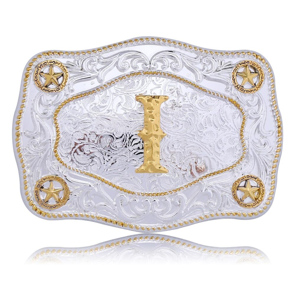 9687 Western Belt Buckles Initial Letters ABCDJMR to Z Large Gold Rodeo